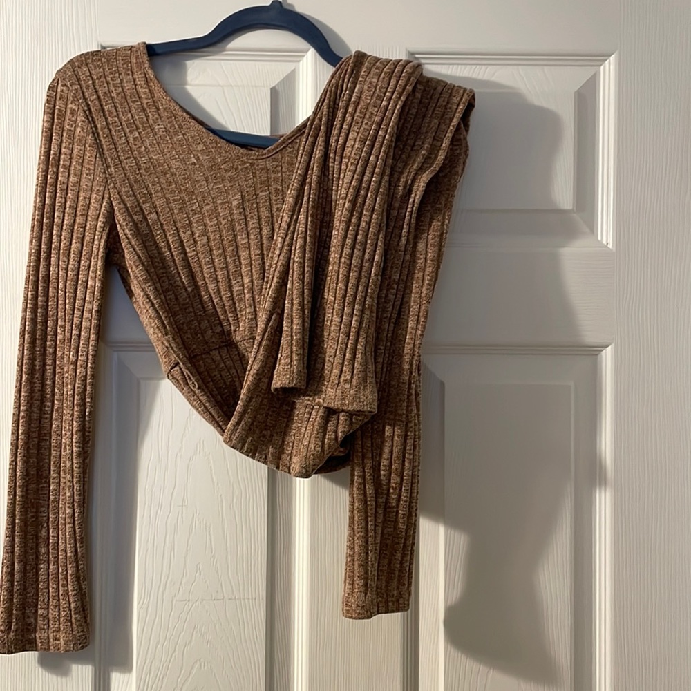 Long sleeve brown jumpsuit